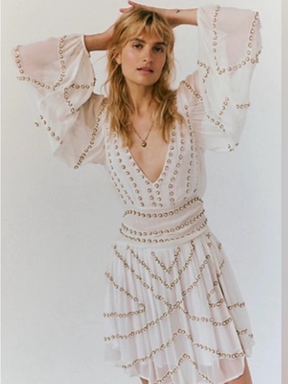 Jen's Pirate Booty Bohemian Embellished pearl studded Dress NEW SMALL wedding